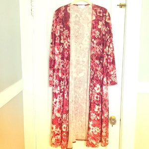 LuLaRoe Crushed Velvet Sarah Duster Cardigan